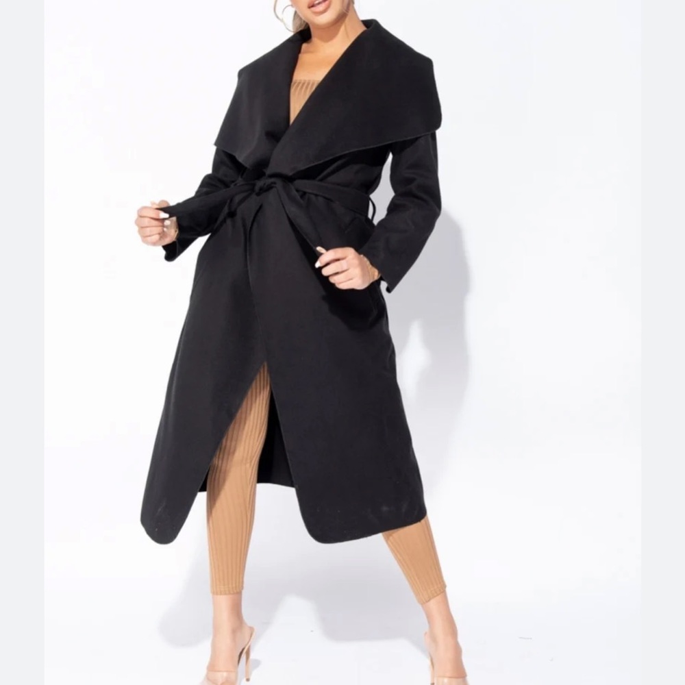 MADE IN ITALY Belted Shawl Collar Coat w/Pockets